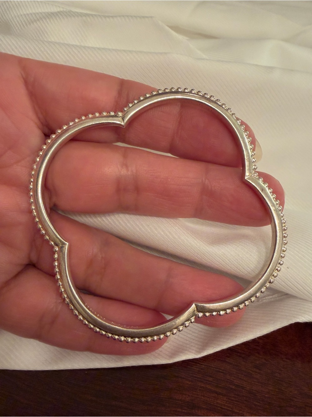 HEIDI KLUM STERLING SILVER clover 🍀 bangle BRACELET, 2.5" AT ITS WIDEST